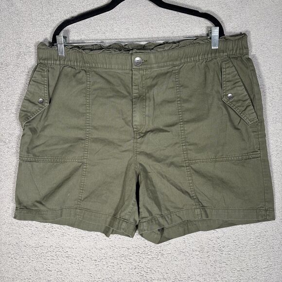 Old Navy Shorts Women’s Size XL Olive Flap Pockets Elastic Stretch Waist Hiking - Picture 1 of 10